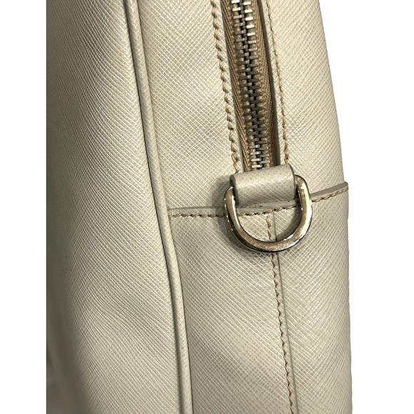 Prada Saffiano Ivory Leather Satchel Weekender Travel Tote Bag - Picture 9 of 12